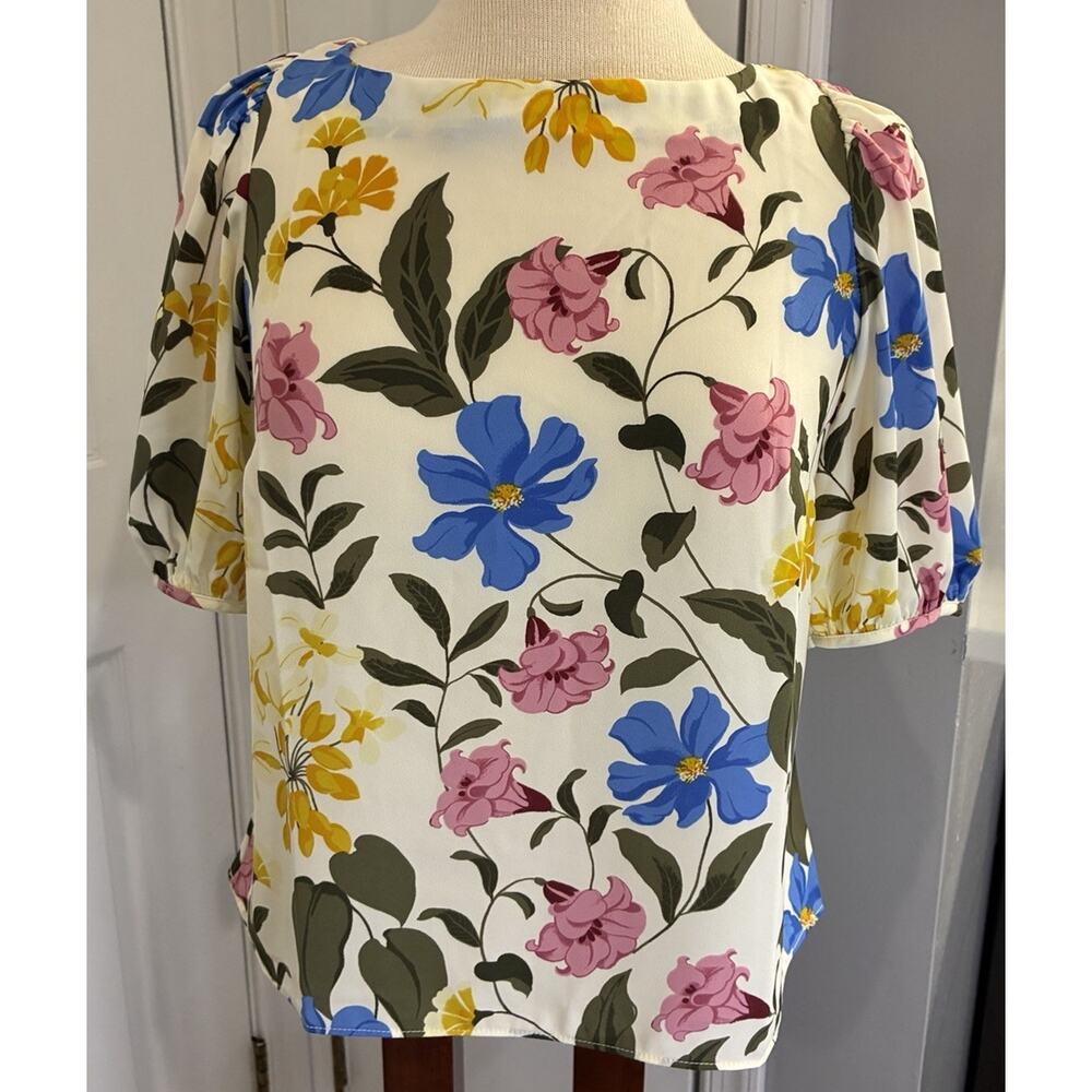 Ann Taylor Factory Summer 2026 Collection floral Boat, Neck Blouse Petite Small - Picture 5 of 8